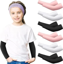 Handepo 6 Pairs Kids Arm Sleeves Elastic Compression One Size, Multicolor 