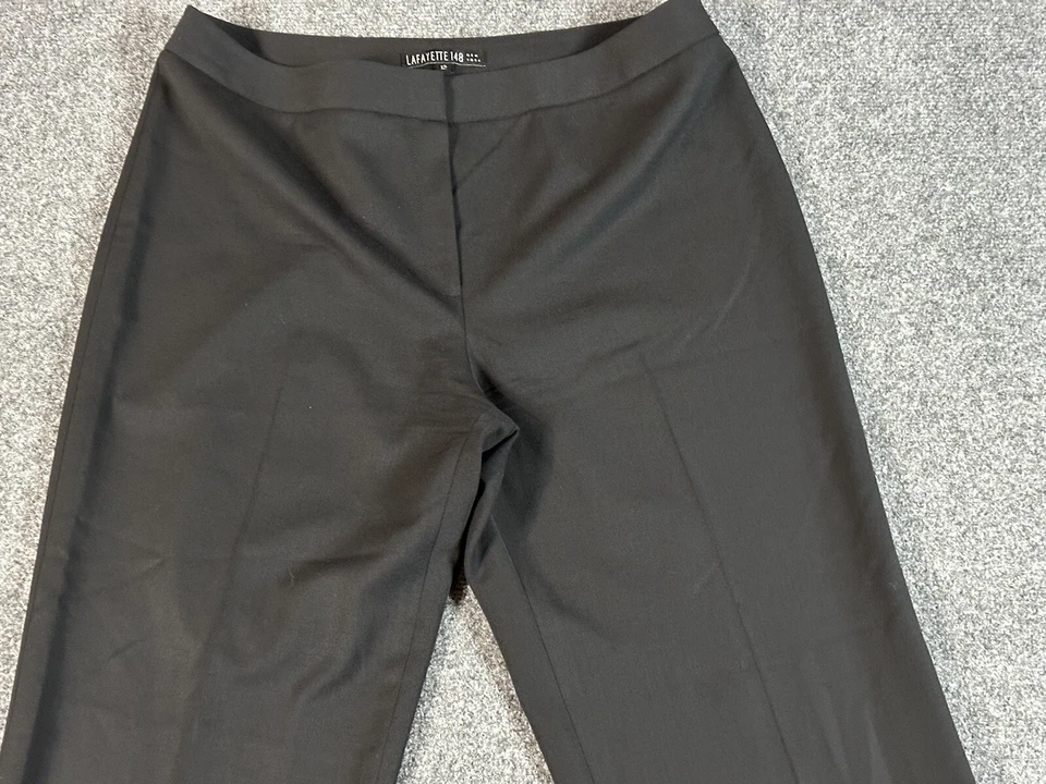 Pantalones Lafayette 148 New York Lana Pierna Ancha Talla 12 Negro Cremallera 33X31  Foto 3 de 4