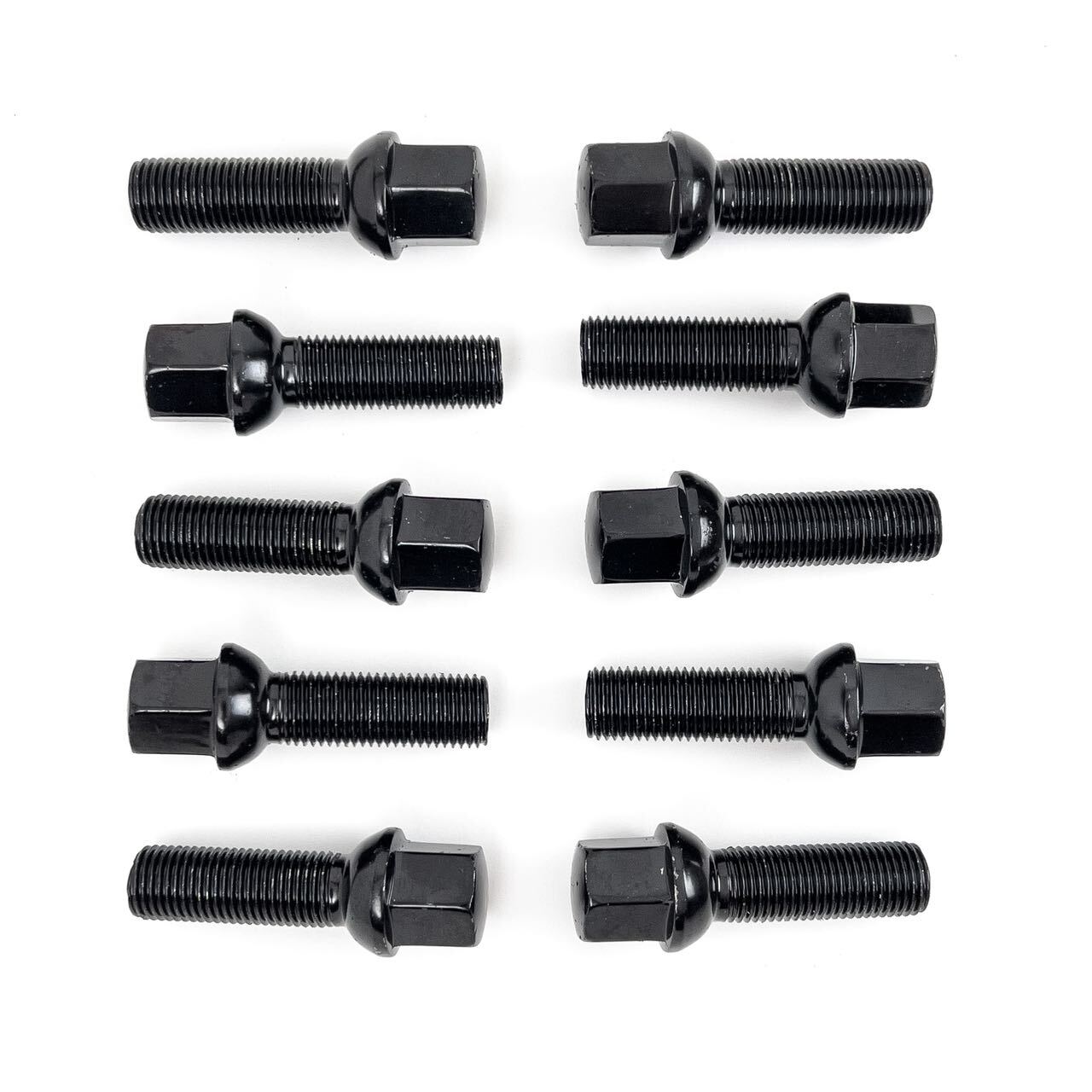 10X Ball Seat Wheel Lug Bolts 14X1.5 Studs 40mm Shank Length Black Euro