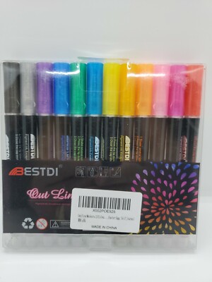 BESTDI  Outline Pen Pigment Markers 12 Colors. RM 1547