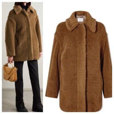 $2,990 Max Mara Viale Short Teddy Coat in Brown Size 10