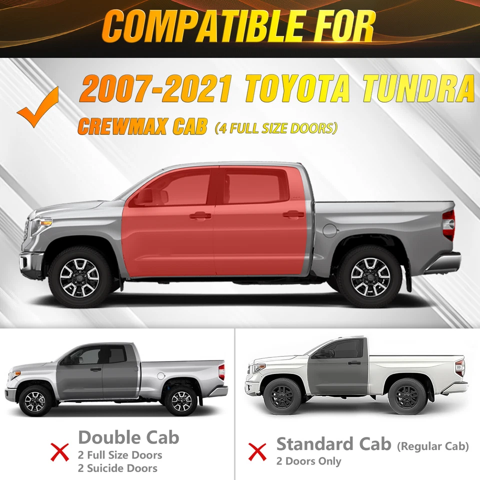 Running Boards For 07-2021 Toyota Tundra Crew Max Cab Side Steps Rails Nerf Bars Foto 2 de 4