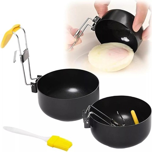 Egg Poacher Pan Foldable Ear Hanging Non-stick Egg Cooker Stainless Steel - Picture 4 of 13