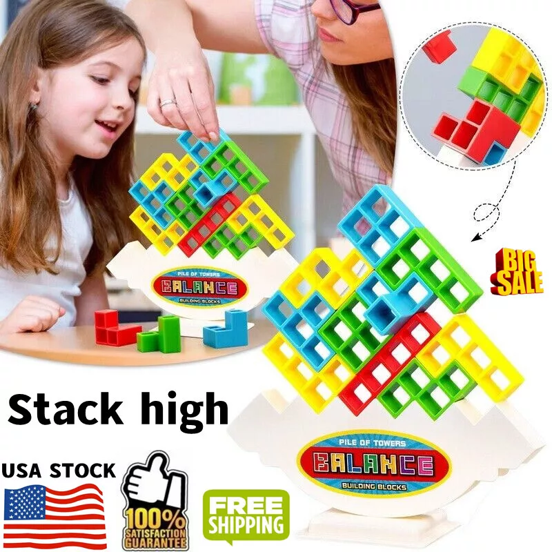 Tetra Tower Game Tetris Balance Toy Stacking Block Stack Building