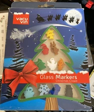 Vacu Vin Christmas Crowd  12 Wine Glass Markers New In Package 