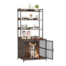 31.5  Dog Crate Furniture w/ Storage Shelves  2 Doors for Small  Medium Dogs
