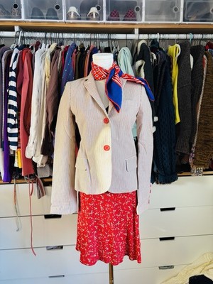 Y2K 2000s Marc Jacobs Pinstripe Blazer Size 2 New Girl Zooey Deschanel Retro