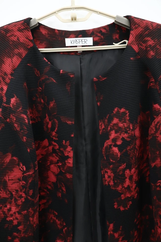 Chaqueta Blazer Abierta Para Mujer KASPER Poliéster Manga 3/4 Floral Rayas Talla 22W Foto 4 de 4