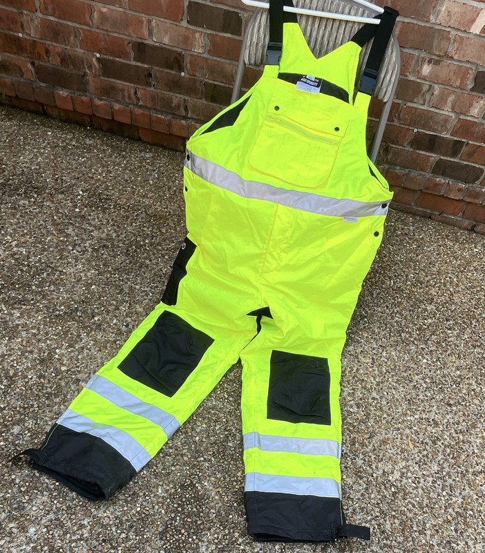 Maxx-On XL Hi-Vis Yellow/Black Reflective Snow Bib Pants 3M Scotchlite