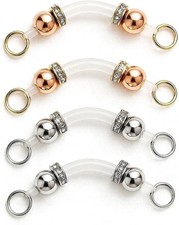 2 Pairs Non-Piercing Nipple Jewelry - Adjustable Silicone Rings with Silver & Go