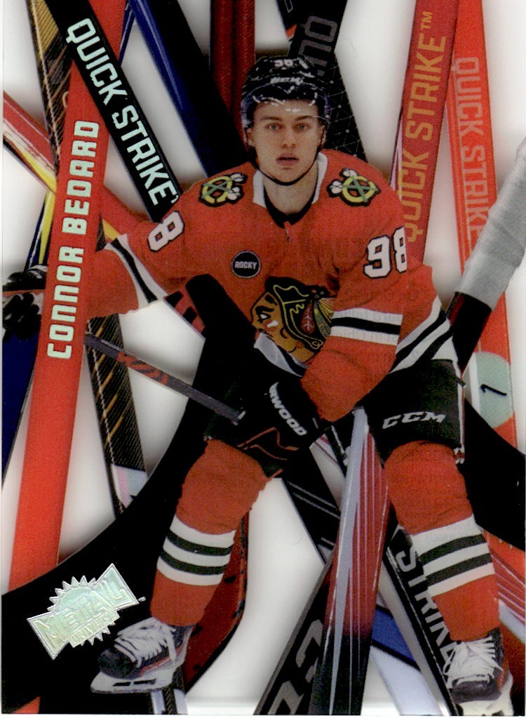 2023-24 SkyBox Metal Universe Quick Strike Connor Bedard Rookie Chicago