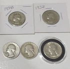 Washington Silver Quarters Lot 1932,1934, 1938,(2) 1950 D&S,  Variety 25C Coins