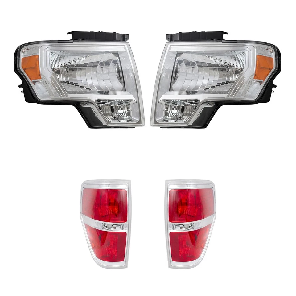 4 Pc Performance Set of Headlights & Tail Lights for 09-14 Ford F-150 Styleside - Image 3 of 4