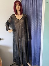 SHEIN Curve 2XL Black Sheer Star Mesh Maxi Dress Stretch