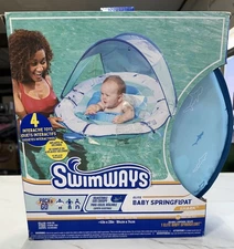 NEW SwimWays Baby Spring Pool Float 9-24 Months Sun Canopy Swim Shark Print