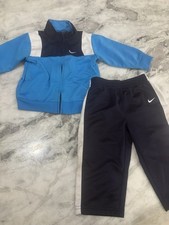 Nike Toddler Boys Tracksuit Set Full Zip Jacket  Pants Blue Navy White 12M