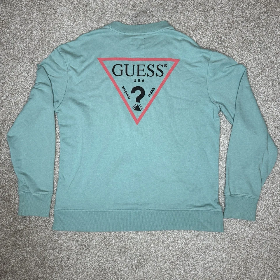 Guess толстовка женский размер большой длинным рукавом бирюзовый классический логотип - Изображение 2 из 4