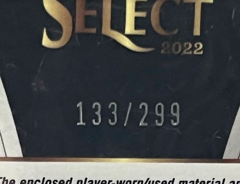 2022 Panini Select Jarren Duran Rookie Patch Auto RPA /299 Boston Red Sox - Image 3 of 3