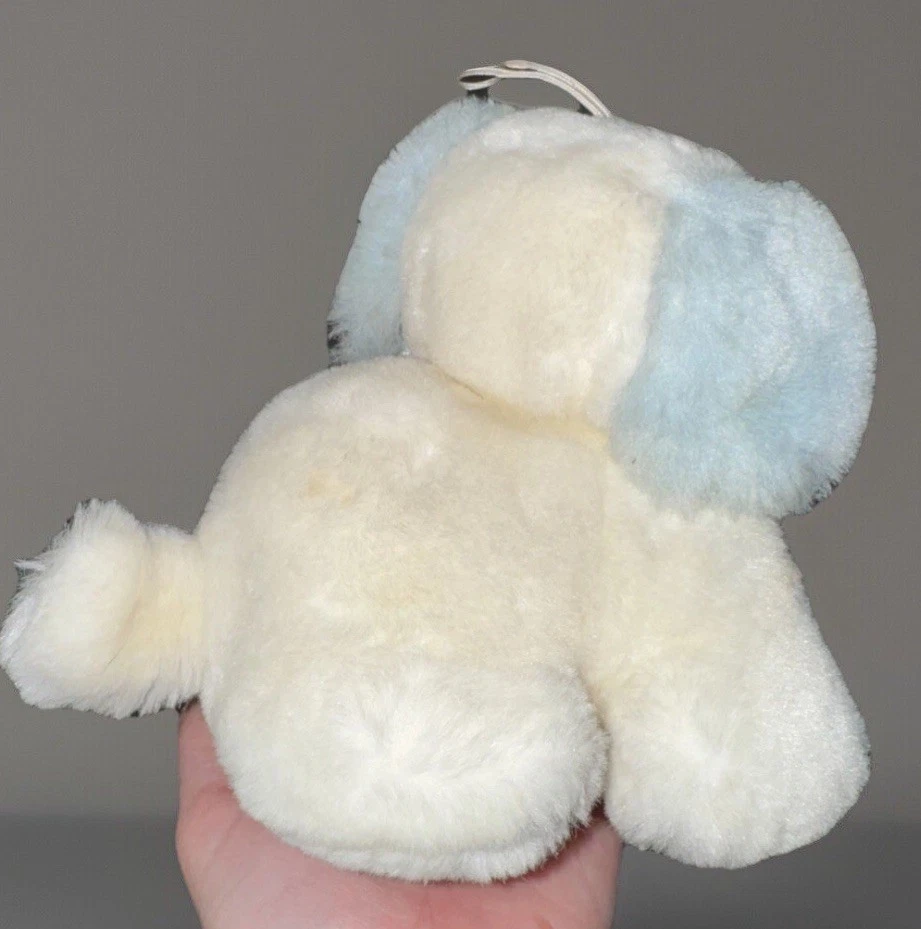 Vintage Eden My First 1st Puppy Dog White Plush Lt Blue Pastel Ears Eyes Asleep - Image 2 of 3