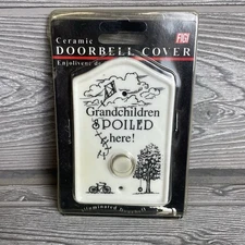 Figi Ceramic Illuminated Doorbell Cover 1999 Grandchildren Spoiled Here NEW