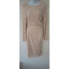 Phase Eight mid cinch lace nude bodycon dress UK size 14