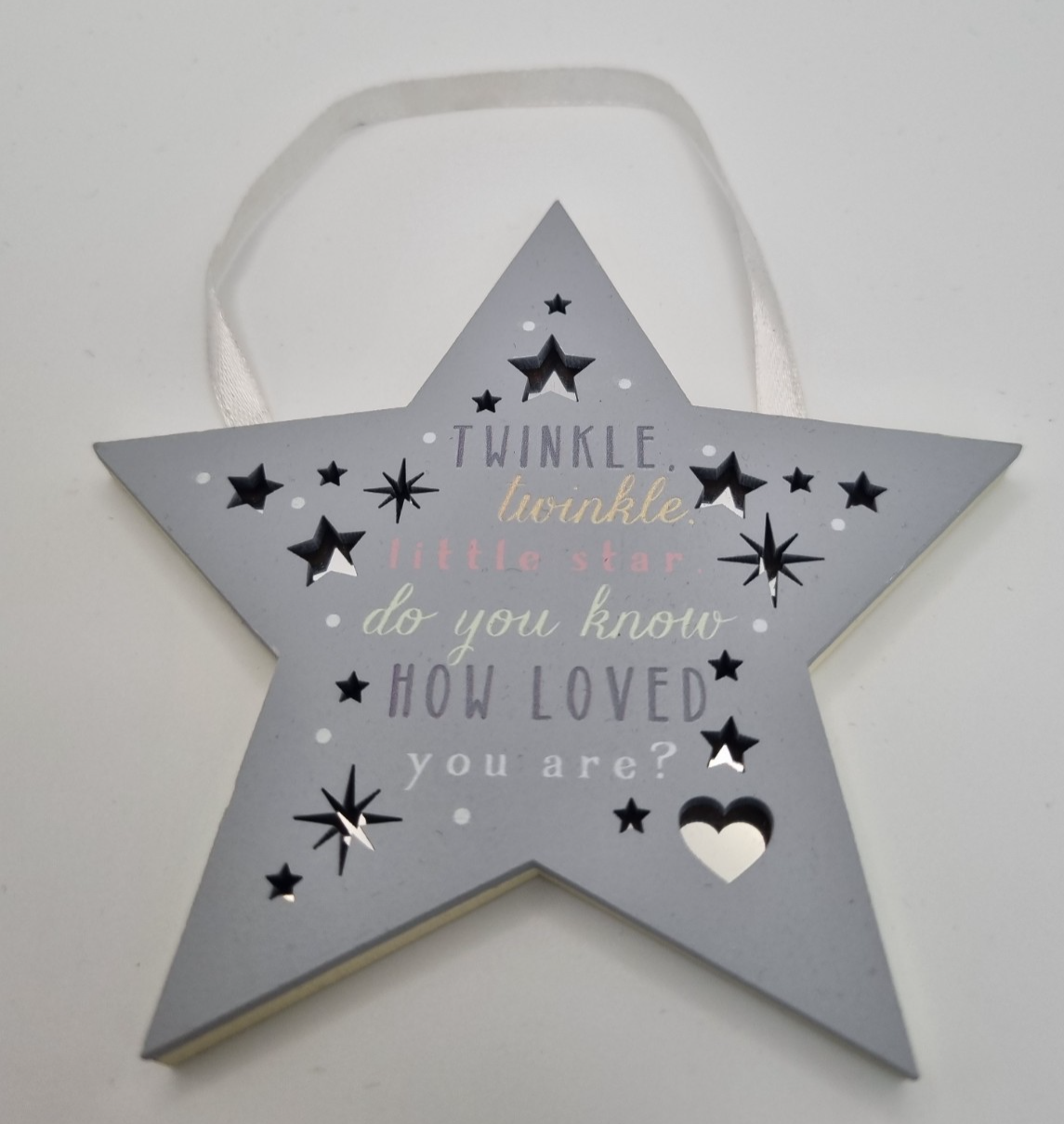Twinkle Twinkle Little Star Wooden Mirrored Hanging Sign Plaque Love