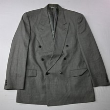 Hart Schaffner Marx 42L Gray Double Breasted Peak Lapel Suit Jacket Sport Coat