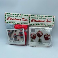 2 Vintage Christmas Ornament DIY Merri Mac Kits Mouse Victorian Puff'n
