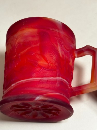 Imperial Glass End of Day Red Singing Bird on Vine Cup Slag Glass Vintage - Picture 5 of 6