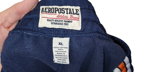 Aeropostale Track Pants Mens XL Blue 87 Logo Drawstring Straight Leg Zip Sides - Picture 8 of 8