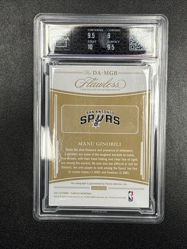 2021-22 Panini Perfetto Manu Ginobili su Card Silver Auto /25 Speroni 9,5 MT+ JR - Foto 2 di 2