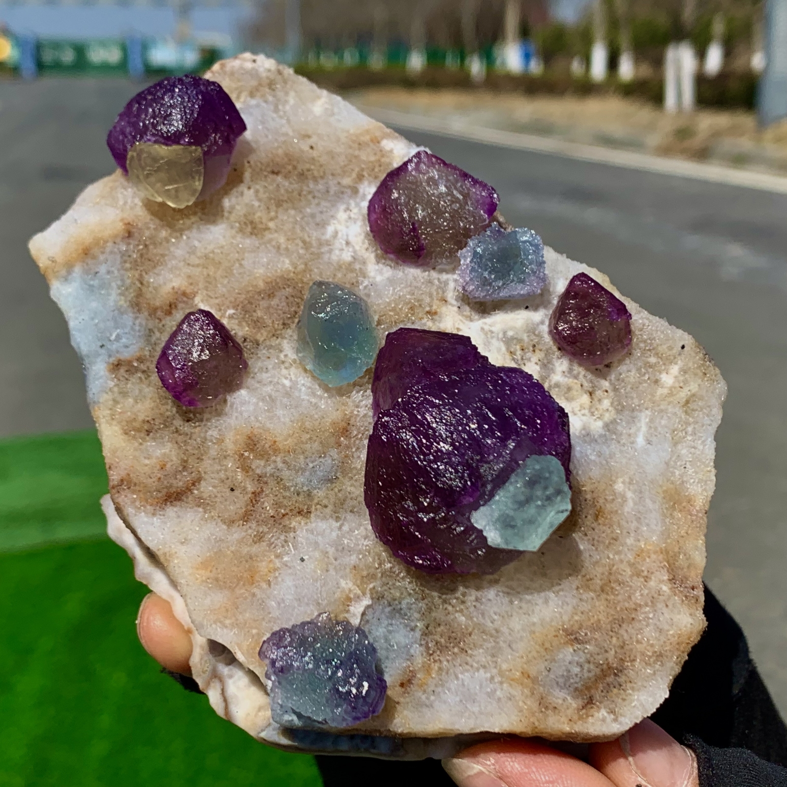 380G Rare Transparent Blue-Purple Cube Fluorite Crystal Mineral Specimen from China