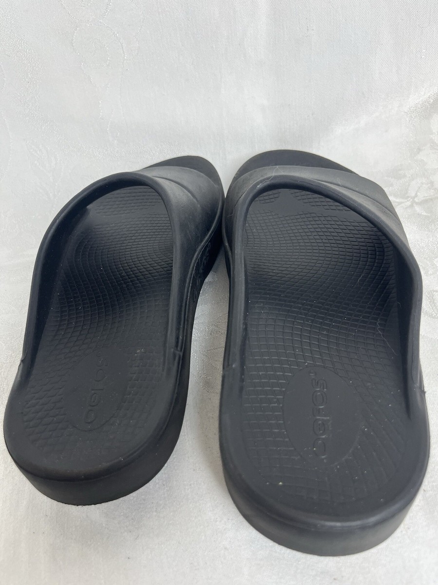 Oofos Ooahh Sport Slide Sandals Unisex M6/W8 Solid Black Slip On