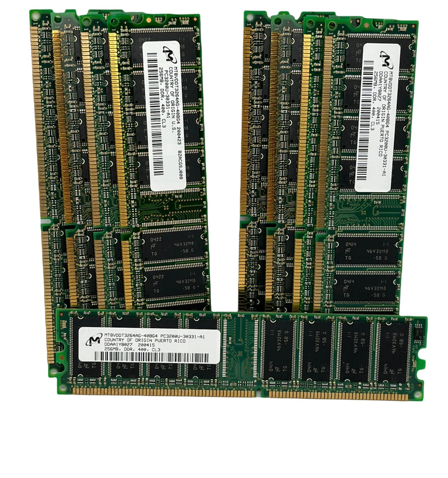 Lot Of 9 Micron 256MB (2GB) MT8VDDT3264AG-40BG4, PC3200-30331-A1 DDR Memory RAM - Image 2 of 3