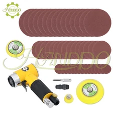 Mini Air Sander 1/2/3 Inch Small Orbital Sander for Auto Body Work Yellow