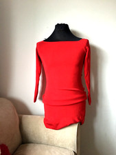 H&M BODYCON PARTY DRESS RED 80's 90's size M -L 12- 14 ELASTICATED