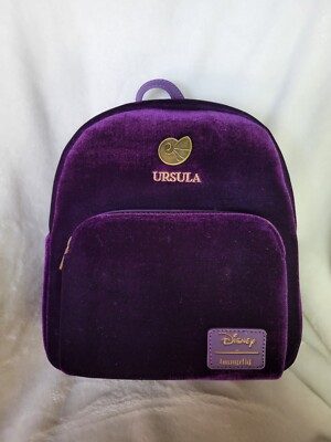 Disney Loungefly Villians Ursula Purple Velvet Mini Backpack  display picture 2
