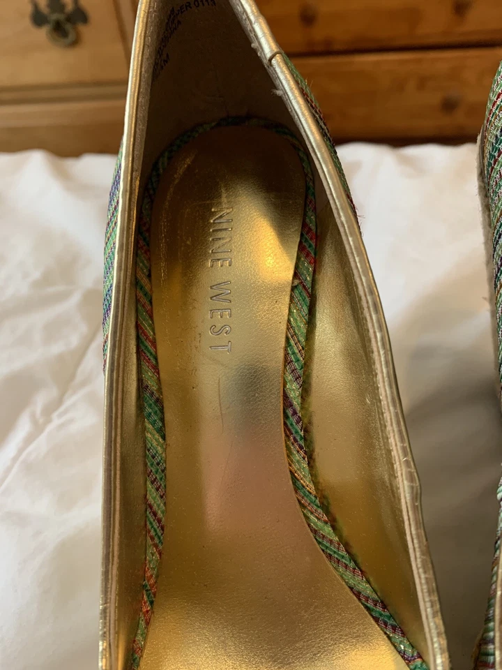 Nine West Multicolor Striped Espadrille Wedge Platform Heel Willow Size 5 1/2 M - Image 4 of 4