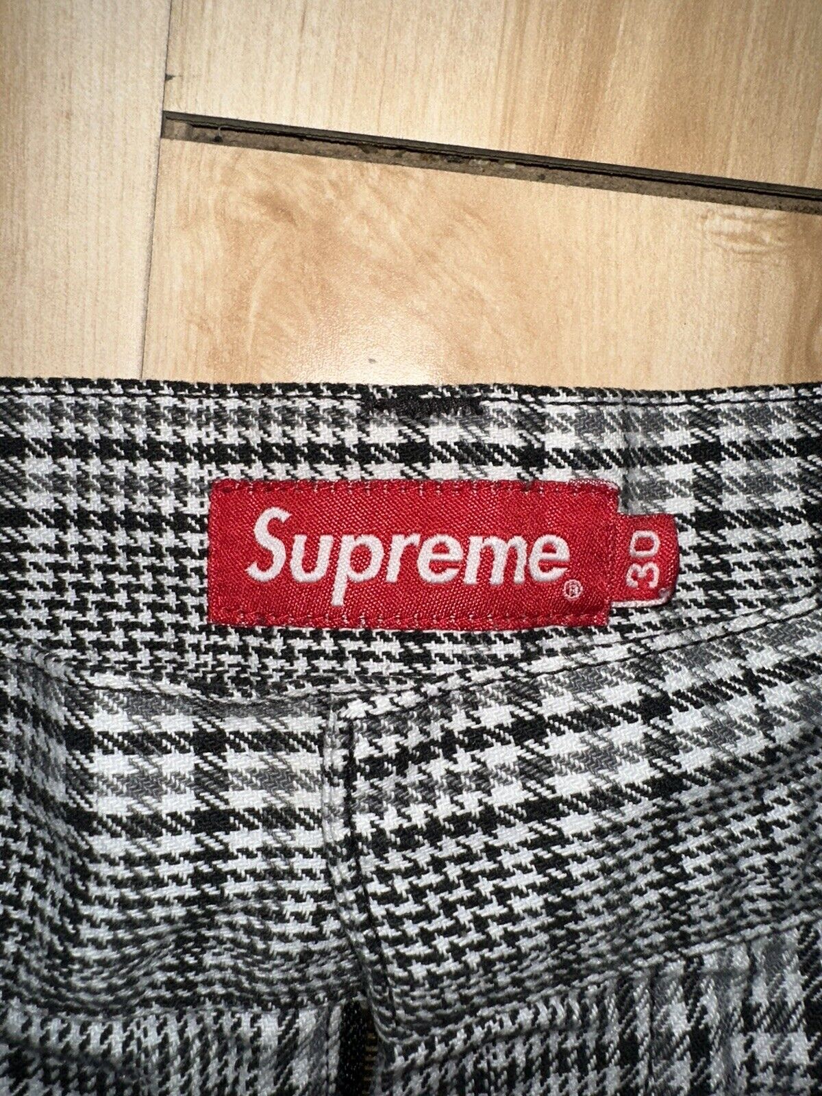 Supreme Work Pant Black Plaid Size 30 FW 2019