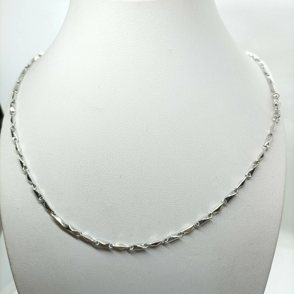 COLLANA ARGENTO MAGLIA LINGOTTINI RODIATA CM 60 MASSICCIA gr. 10,30 EXPLOIT - Immagine 2 di 4