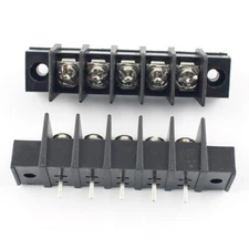 1Pcs Black 7.62mm Pitch 5 Pin Barrier Terminal Block Connector With Screw Hole