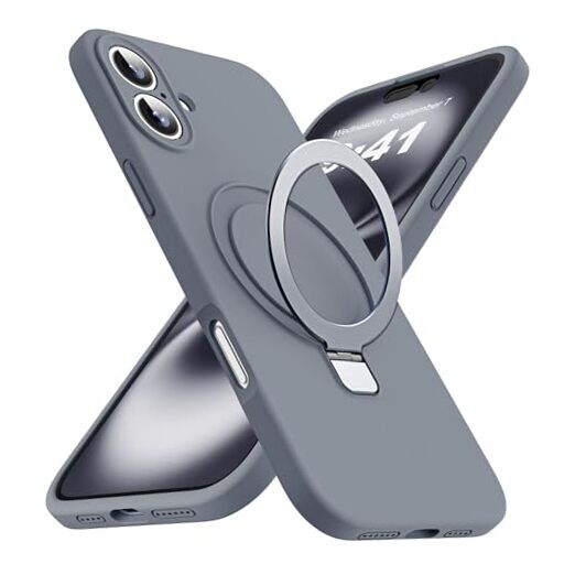 Designed for Case with Magnetic Invisible Stand Compatible with iPhone 16 Gray