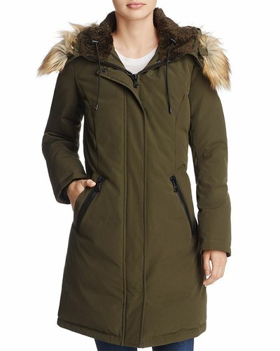 Vince Camuto Womens Hooded Faux-Fur 
