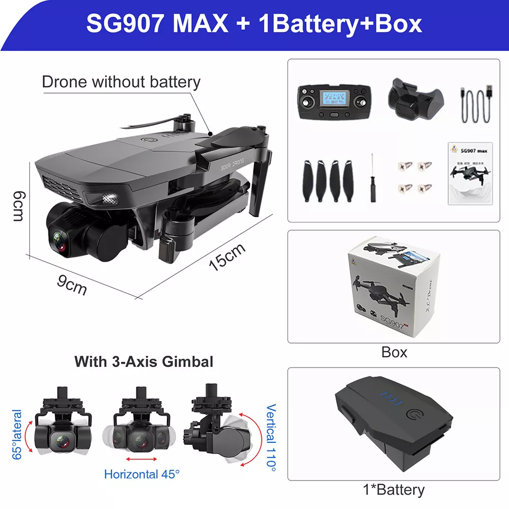 ZLL SG907 MAX 3 axis GPS Drone WIFI FPV HD Camera Gimbal Foldable