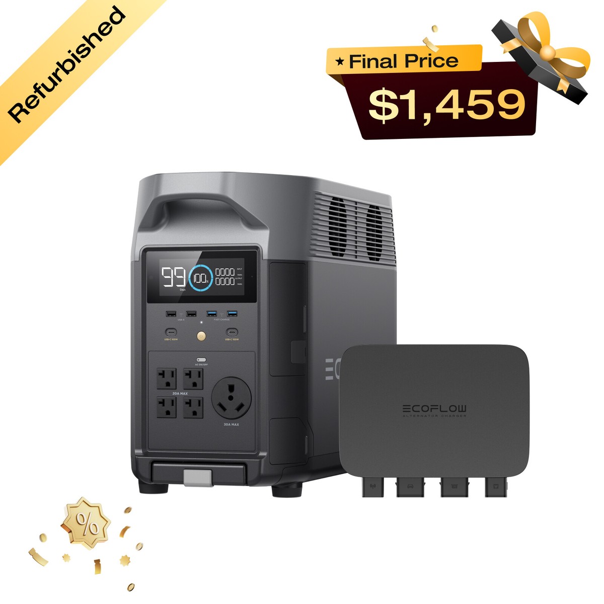 EcoFlow 800W Alternator Charger with Power Station Certified EcoFlow 800W Alternator Charger with Power Station Certified