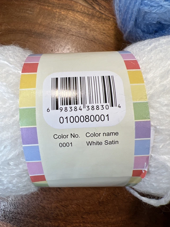 Lote de 6 madejas de hilo Herrschners blanco y azul bebé afgano #2 fino 2 oz cada una Foto 4 de 4