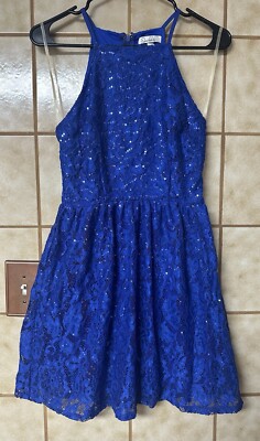 Speechless Juniors Blue Lace Sequined School Dance Prom Skater Dress, Size  Small | eBay