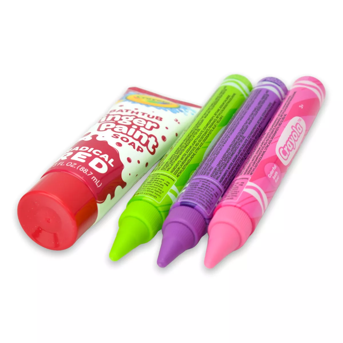 3 Crayola Body Wash Pens Fruit Scented + 1 Finger Paint Bath Soap