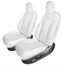 FH Group Custom Fit Front Set Seat Covers for 2017-24 Tesla Model 3 -Solid White