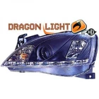 LHD Projector Headlights Pair LED Dragon Clear Black For Vauxhall Corsa C 00-06
